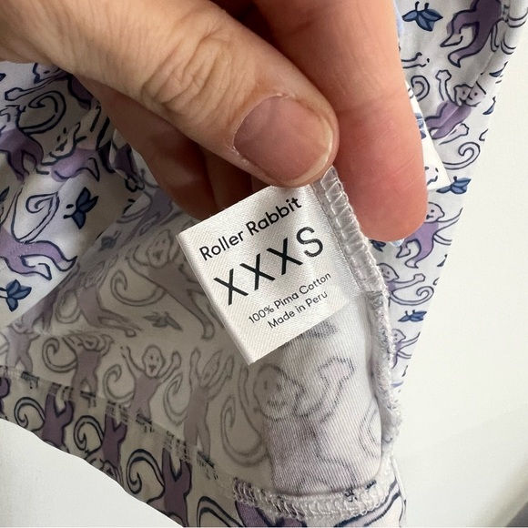 Roller Rabbit Monkey Lavender Long Sleeve Polo Pajama Top - Picture 11 of 12